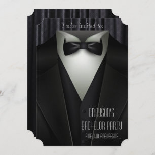 Elegant Formal Tuxedo Bachelor Party-inbjudan Inbjudningar