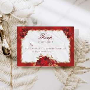 Elegant Forme Red Guld Blommigt Bröllop OSA Kort