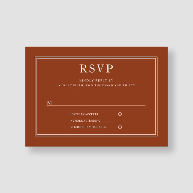 Elegant Forme Terracotta Bröllop OSA Kort (Elegant Formal Terracotta Wedding RSVP Card)