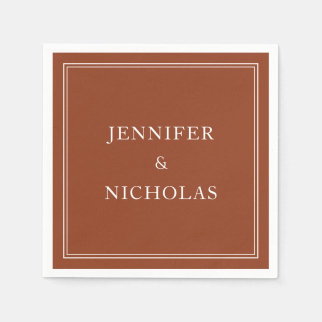 Elegant Forme Terracotta Bröllop Pappersservett (Framsidan)