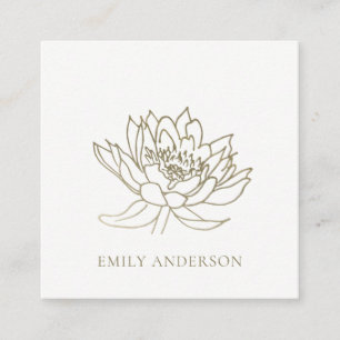 ELEGANT FORMEL FAUX GULD LOTUS LINE TECKNING BLOMM FYRKANTIGT VISITKORT