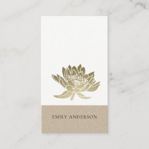 ELEGANT FORMEL KRAFT GLAM FAUX GULD LOTUS BLOMMIGT VISITKORT