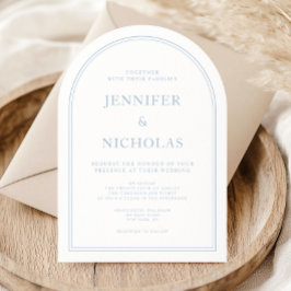 Elegant formell blå typografi Arch Inbjudningar