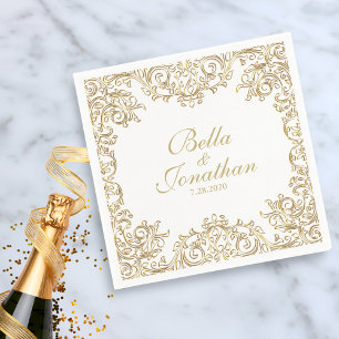 Elegant Formell Bröllop Guld & vit Anpassningsbar Pappersservett