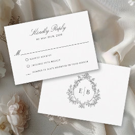 Elegant Formell Bröllop Vapensköld Monogram Logoty OSA Kort