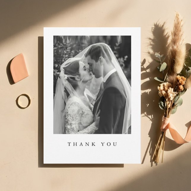 Elegant formell bröllopsfototackkort tack kort (Elegant Formal Wedding Photo Thank You Card)