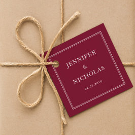 Elegant formell burgunderfärgad bröllop gåvor etiketter