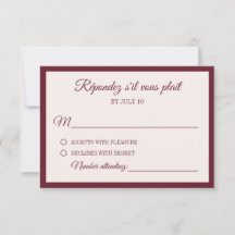 Elegant formell burgunderrandig bröllops-RSVP