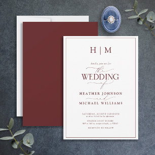 Elegant Formell Burgundy Calligraphy Bröllop Inbjudningar