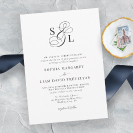 Elegant Formell Classic Monogram Bröllop Inbjudningar