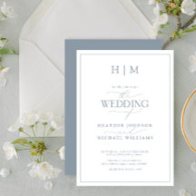 Elegant Formell Dusty Blue Calligraphy Bröllop