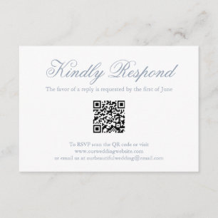 Elegant Formell Dusty Blue QR Code Bröllop OSA Kort