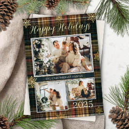 Elegant formell familjefoto med rutmönster God Jul