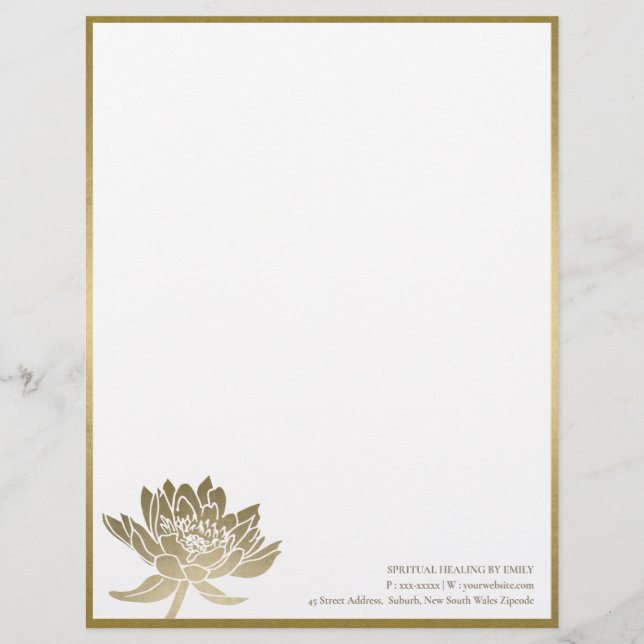 ELEGANT FORMELL FAUX GULD LOTUS BLOMMIGT AFFÄRSVER BREVHUVUD (Framsida)