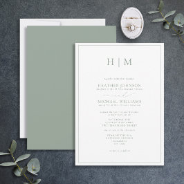 Elegant Formell Grönt Calligraphy Monogram Inbjudningar