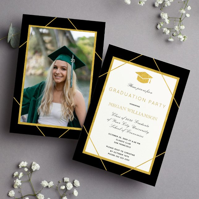 Elegant formell guld grad studentfest inbjudningar (Skapare uppladdad)