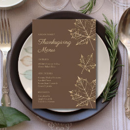 Elegant Formell Guld Löv Thanksgiving-meny Meny