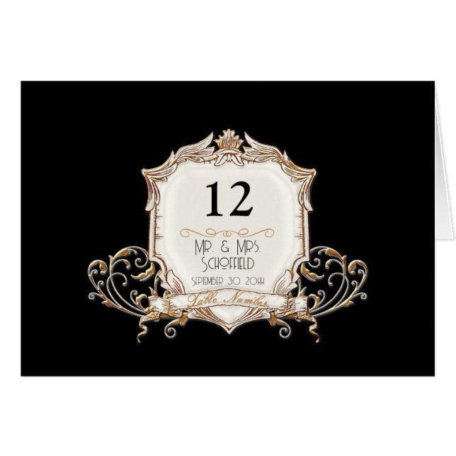 Elegant Formell Guld n Black Swirls Bröllop OBS Kort (Framsidan Horizontal)