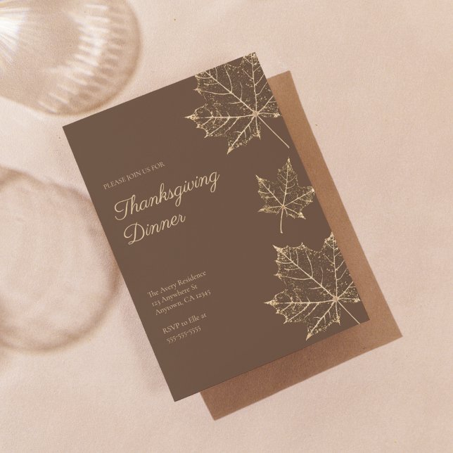 Elegant Formell inbjudan till Thanksgivingen Guld  (Skapare uppladdad)