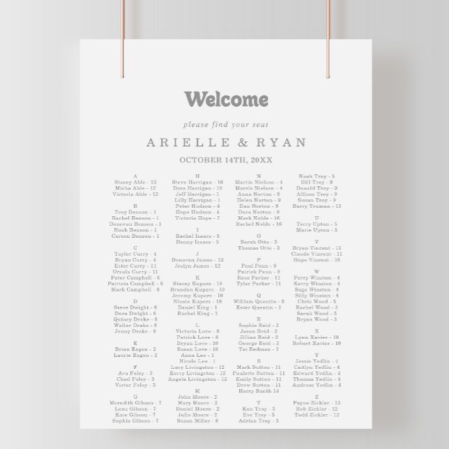 Elegant Formell Minimal Alfabetisk Placeringsplan Poster (Skapare uppladdad)