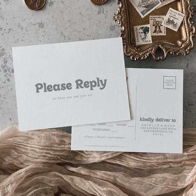 Elegant formell minimal meny val RSVP postkort (Skapare uppladdad)