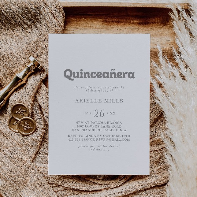 Elegant Formell Minimal Quinceañera Inbjudningar (Skapare uppladdad)