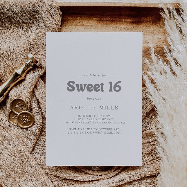 Elegant formell minimal Sweet 16 födelsedagsfest Inbjudningar (Skapare uppladdad)