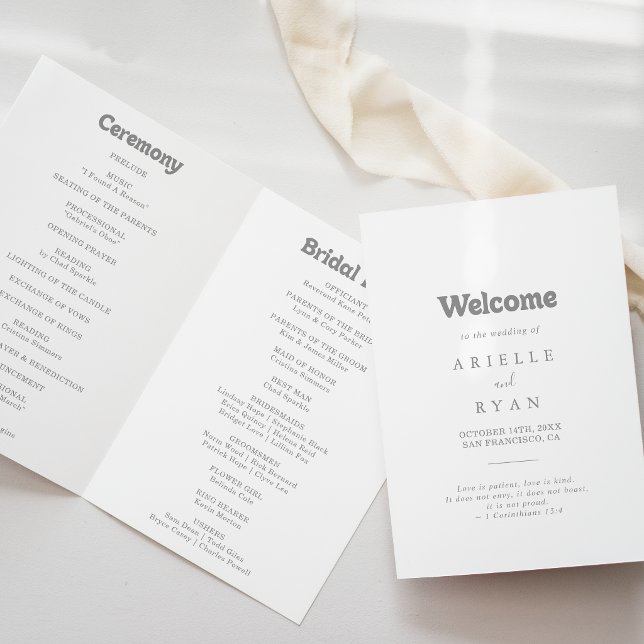 Elegant Formell Minimal Vikad Bröllop Program (Skapare uppladdad)