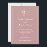 Elegant Formell Monogram Dusty Ro Rosa Bröllop Inbjudningar<br><div class="desc">Traditionell bröllopsinbjudan till stil dammiga ro-rosa med en enkel och klassisk design med dina två första monogram och ditt namn i en elegant kalligrafi inuti ett tunt gräns. All inslag kan ändras i verktyg för designredigering. Dessa inbjudningar från elegant bröllop är perfekt för ett formellt bröllop.</div>