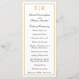 Elegant formell monogram guld bröllop program