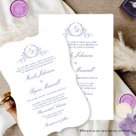 Elegant Formell Monogram Lavender Bröllop Inbjudningar