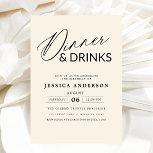 Elegant Formell Neutralt Cream Ivory Middag Party Inbjudningar