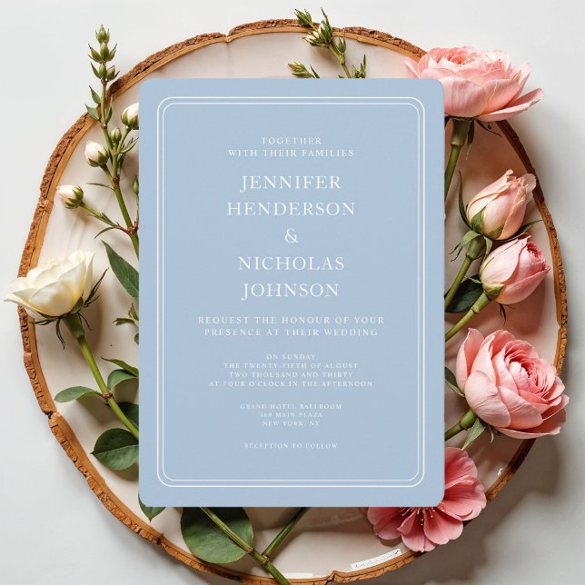 Elegant formell pudrerad blå bröllop inbjudningar (Elegant Formal Powder Blue Wedding Invitation)