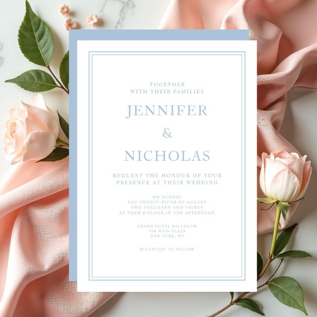 Elegant Formell Pulver Blue Wedding-inbjudan Inbjudningar (Elegant Formal Blue Wedding Invitation)