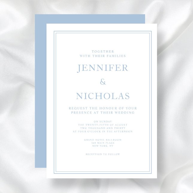 Elegant Formell Pulver Blue Wedding-inbjudan Inbjudningar (Elegant Formal Blue Wedding Invitation)
