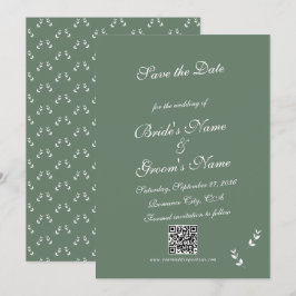 Elegant Formell Sage Oliv grönt skript Bröllop Spara Datumet
