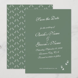 Elegant Formell Sage Oliv grönt skript Bröllop Spara Datumet