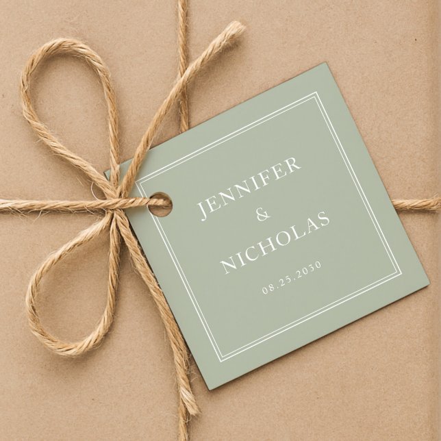 Elegant formell salvia grön bröllop gåvor etiketter (Elegant Formal Sage Green Wedding Favor Tags)