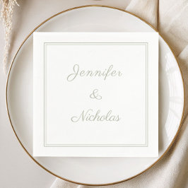 Elegant formell salviagrön scriptbröllop pappersservett