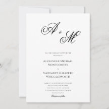 Elegant formell svart och vit bröllopsmonogram
