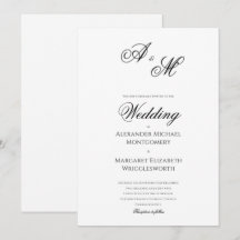 Elegant formell svart och vit bröllopsmonogram