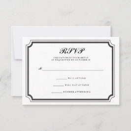 Elegant formell svart och vit RSVP OSA Kort