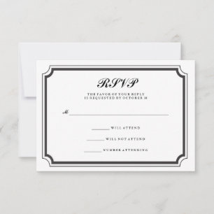 Elegant formell svart och vit RSVP OSA Kort
