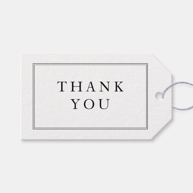 Elegant Formell svart vit Bröllop Tack Presentetikett (Framsidan (Horisontell))