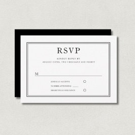 Elegant formell svart vit bröllops-RSVP OSA Kort