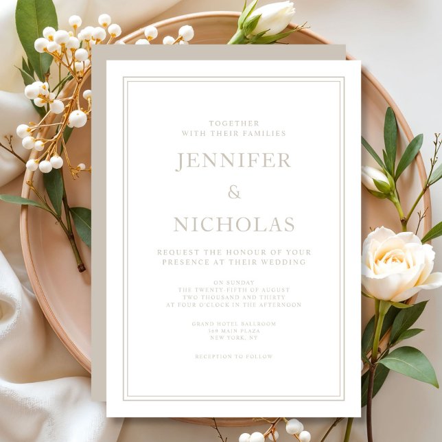 Elegant Formell Taupe Bröllop Inbjudningar (Elegant Formal Taupe Wedding Invitation)
