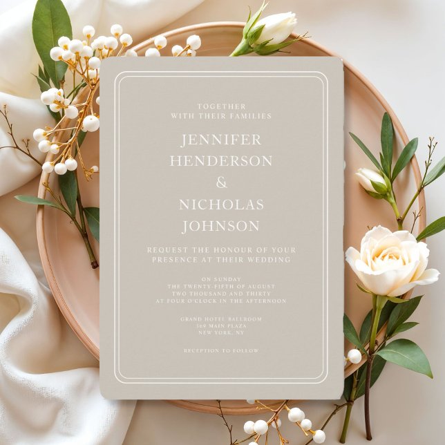 Elegant Formell Taupe Bröllop Inbjudningar (Elegant Formal Taupe Wedding Invitation)