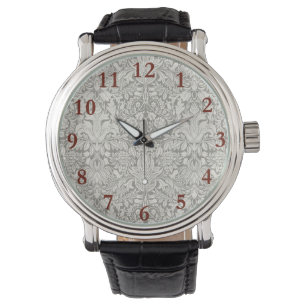 elegant formell vit damastspets brokad armbandsur