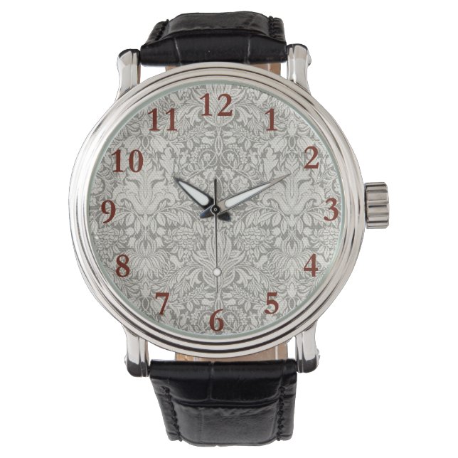 elegant formell vit damastspets brokad armbandsur (Framsida)