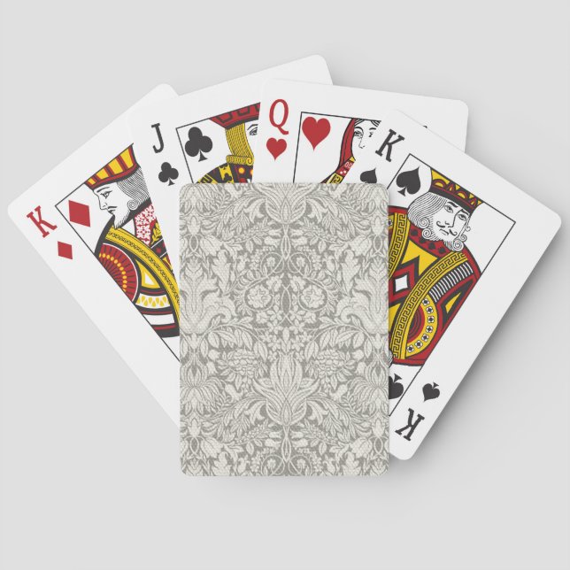 elegant formell vit damastspets brokad casinokort (Baksidan)
